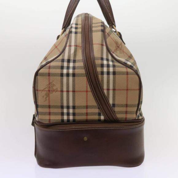 Burberrys Nova Check Hand Bag PVC Leather Beige Auth 69121 - Picture 4 of 16